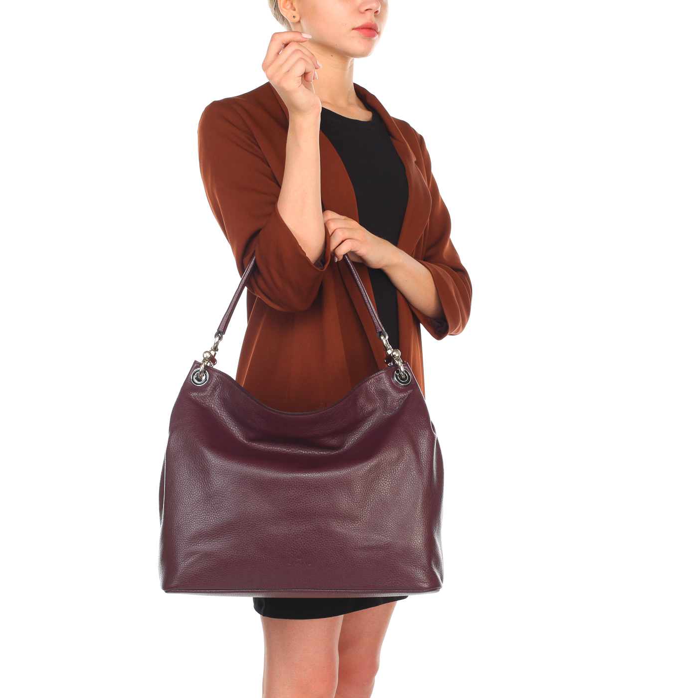 Вместительная женская сумка из мягкой зернистой кожи Chatte 