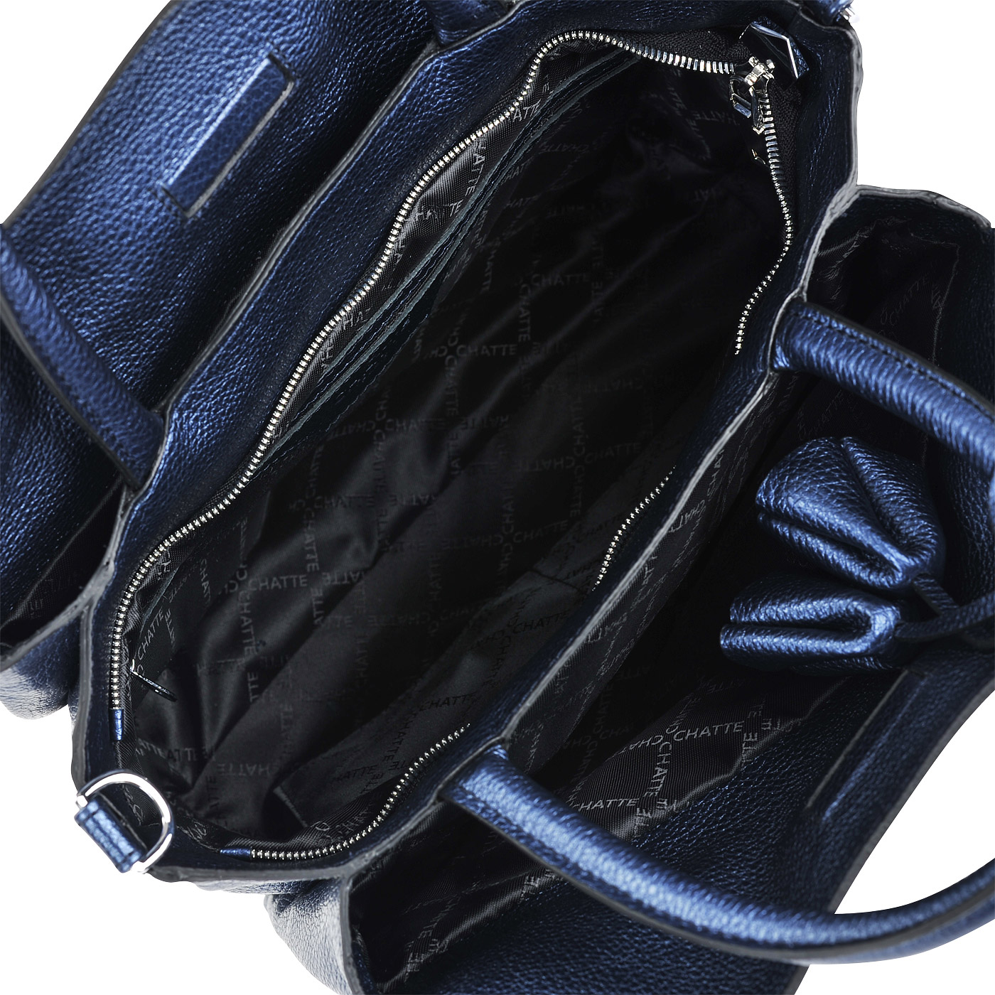 Женская сумка из металлизированной синей кожи Chatte 