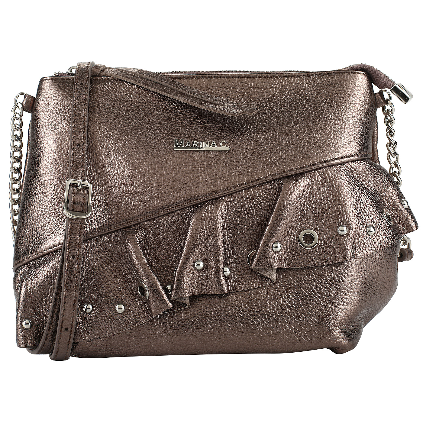 Marina Creazioni Сумочка с клепками через плечо