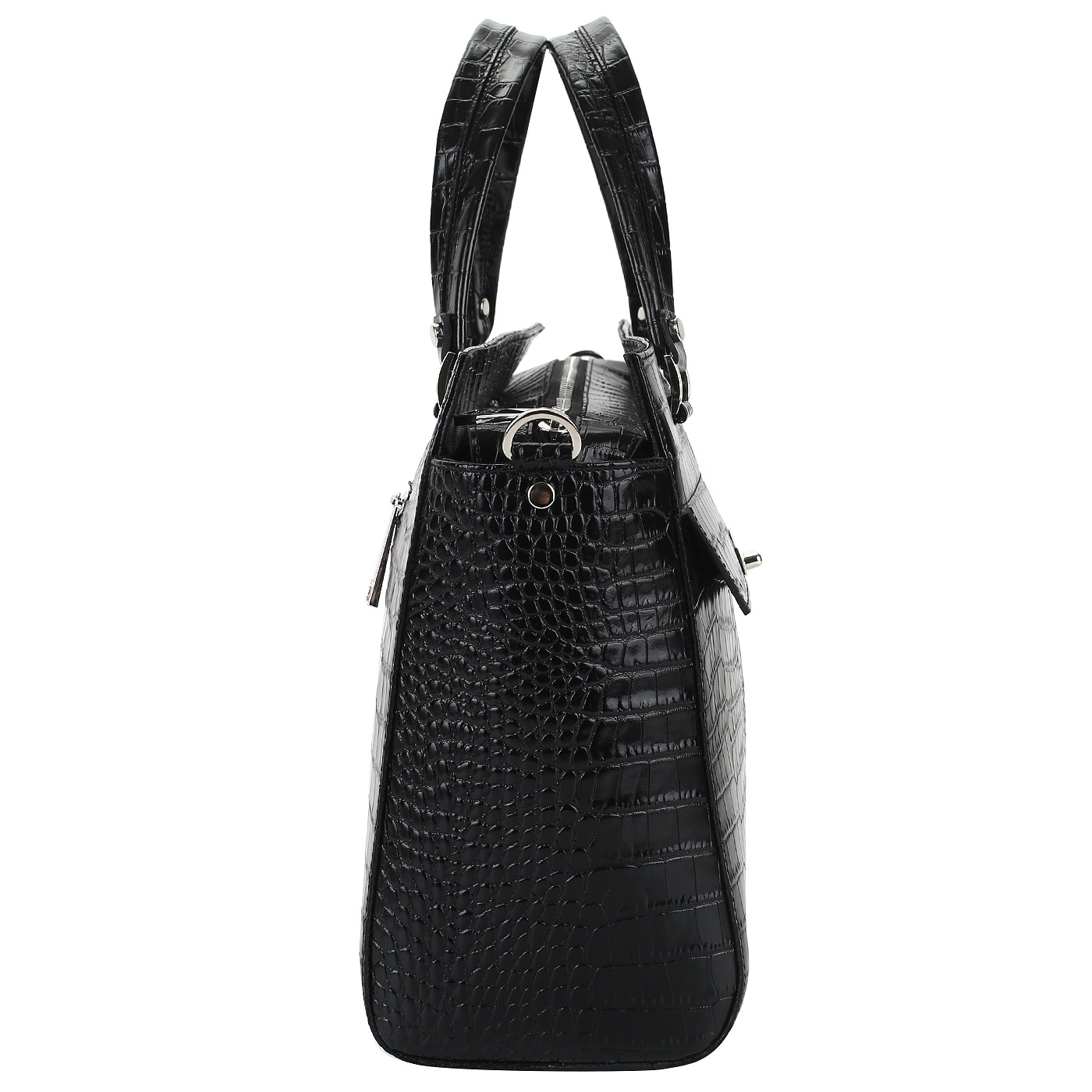 Черная сумка с отделкой под крокодила Chatte Lion