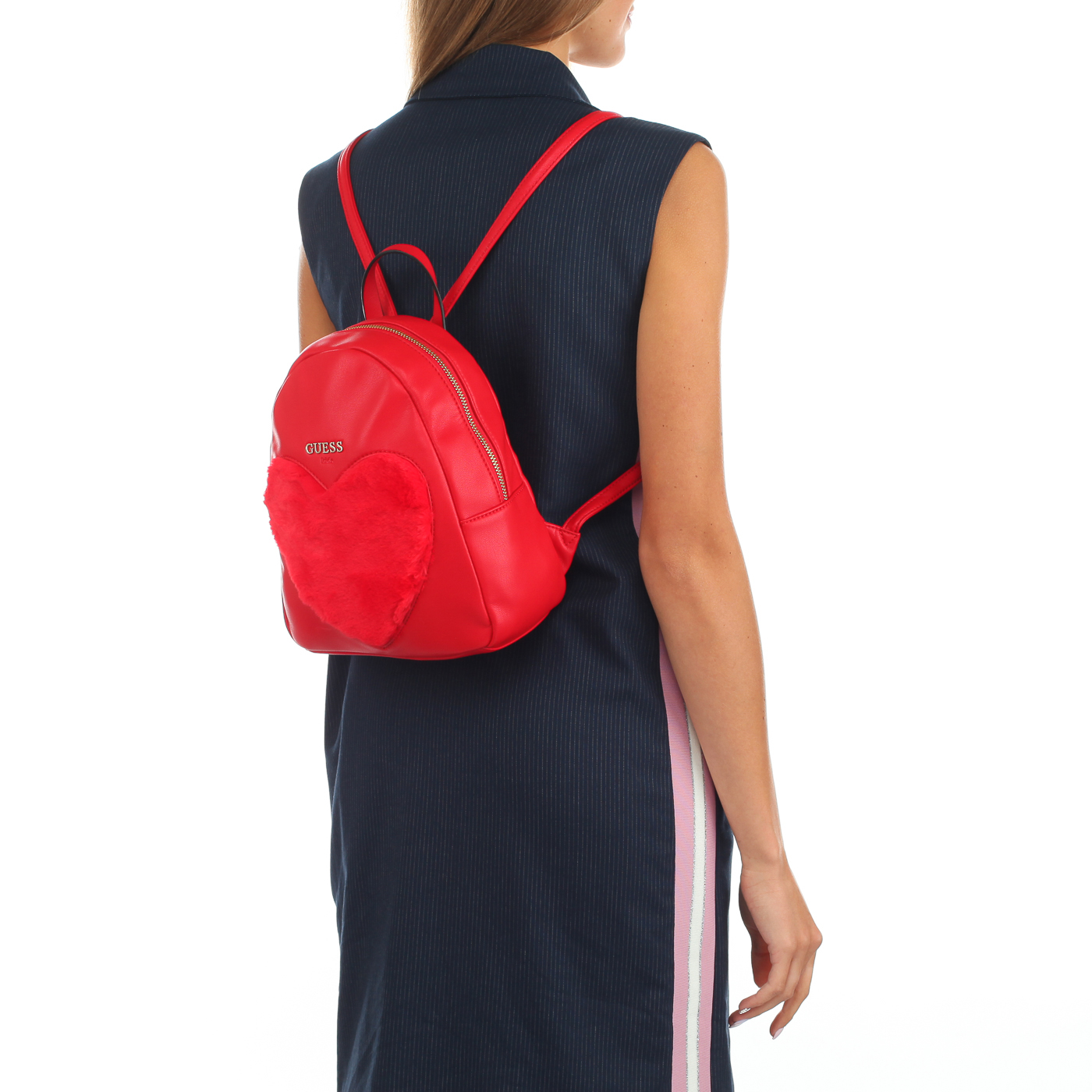 Красный рюкзак на молнии Guess Kids Small