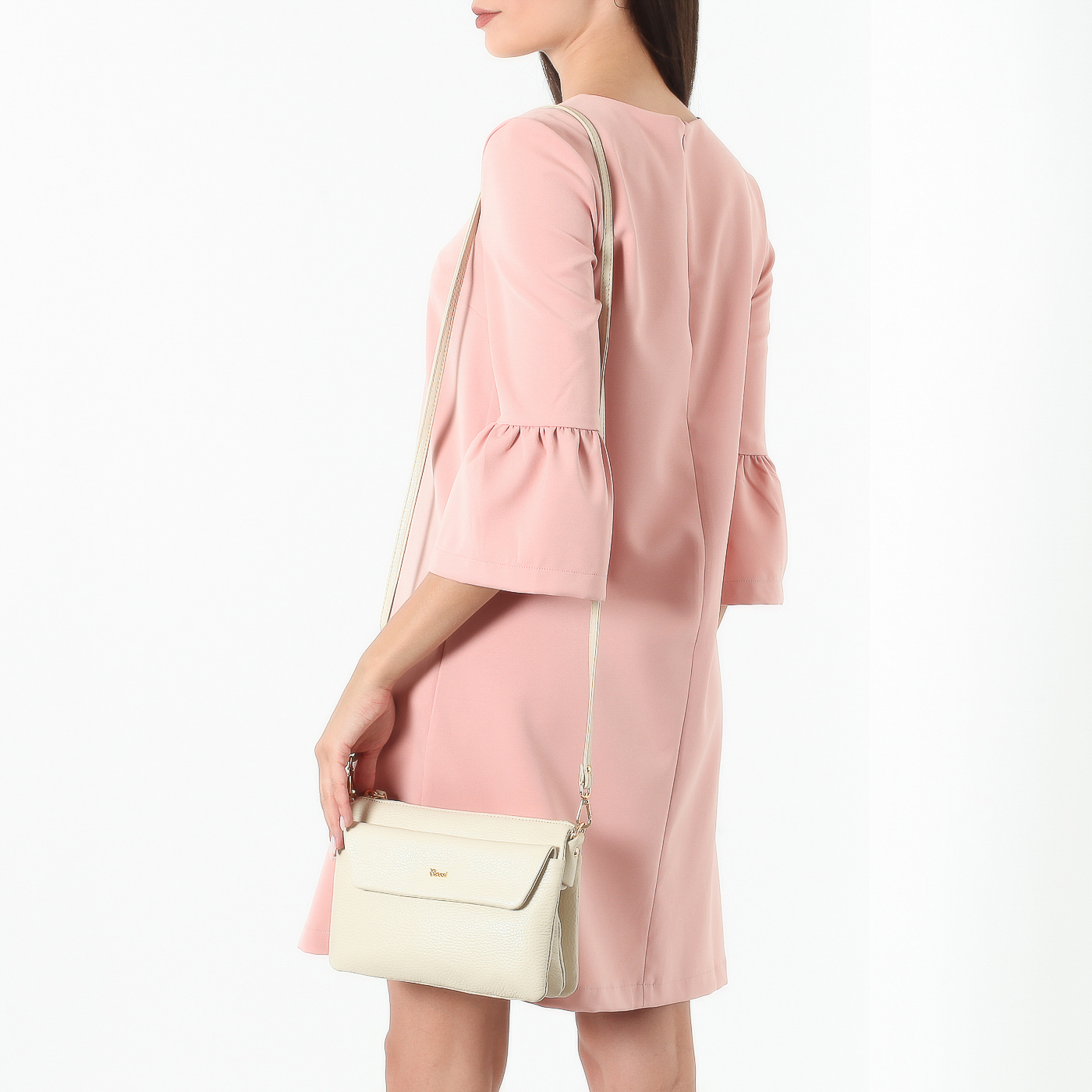 Кремовая сумочка из кожи Bruno Rossi 