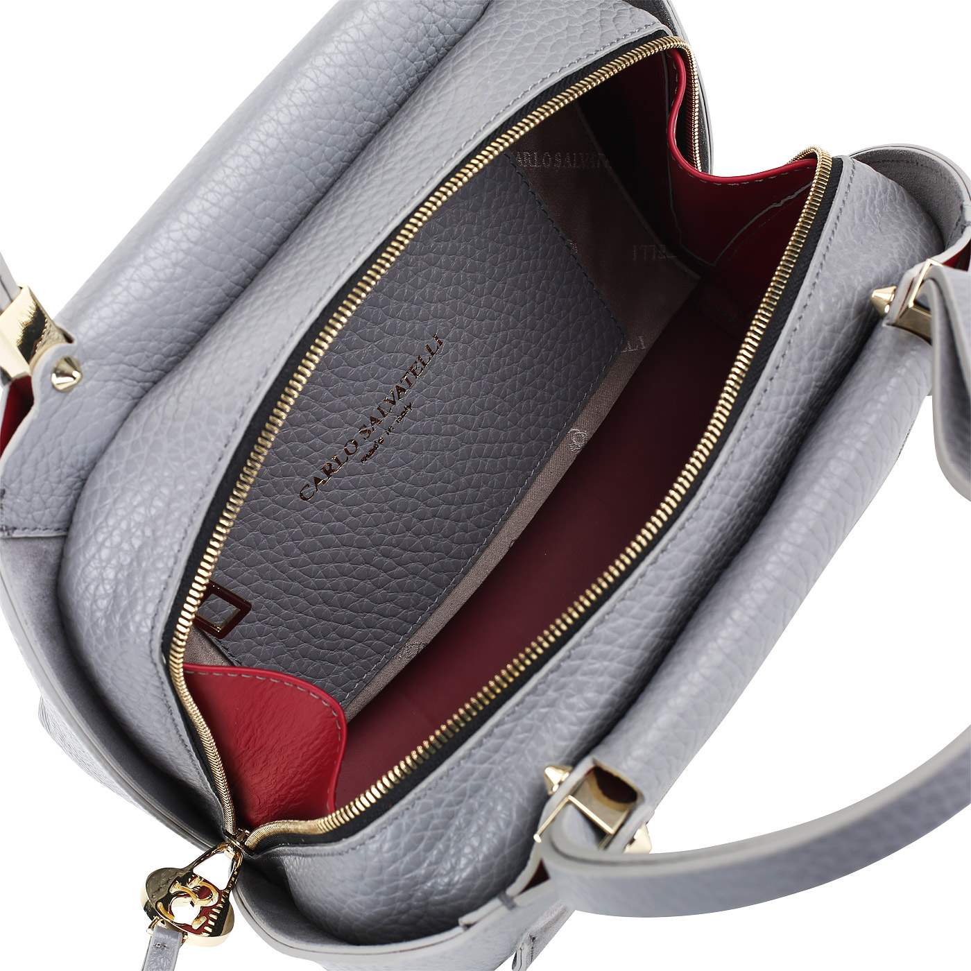 Сумка из серой кожи Carlo Salvatelli Cervino