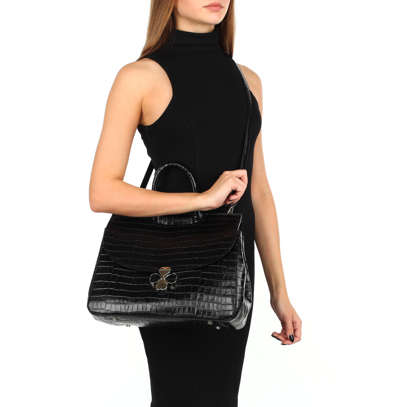 Кожаная сумка с отделкой Roberta Gandolfi Linguine Cocco