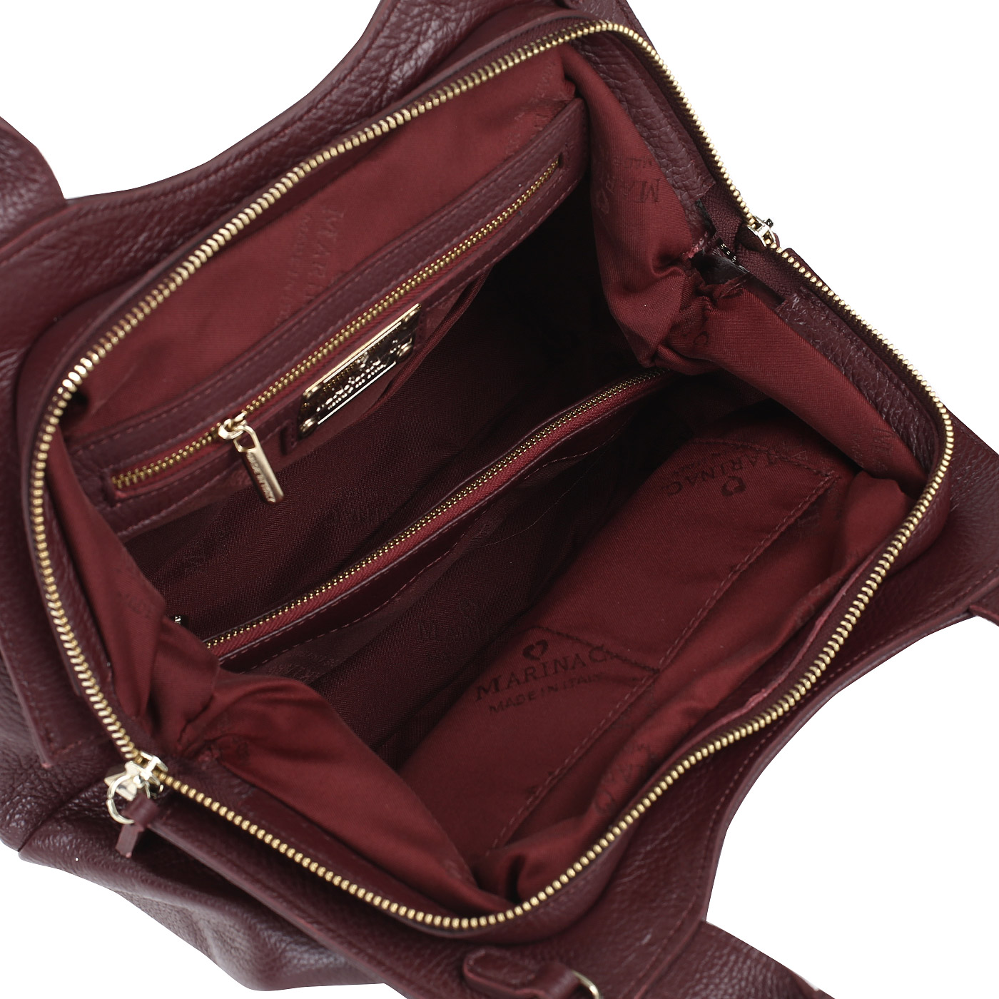 Бордовая кожаная сумка Marina Creazioni 