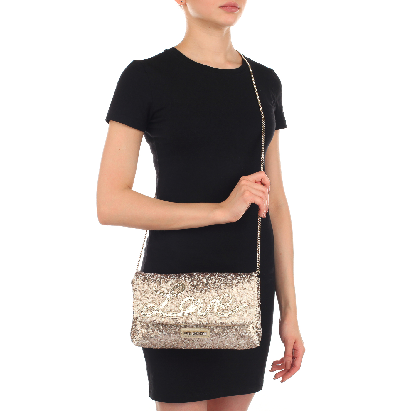 Женская сумка на плечевой цепочке Love Moschino Love Sequins