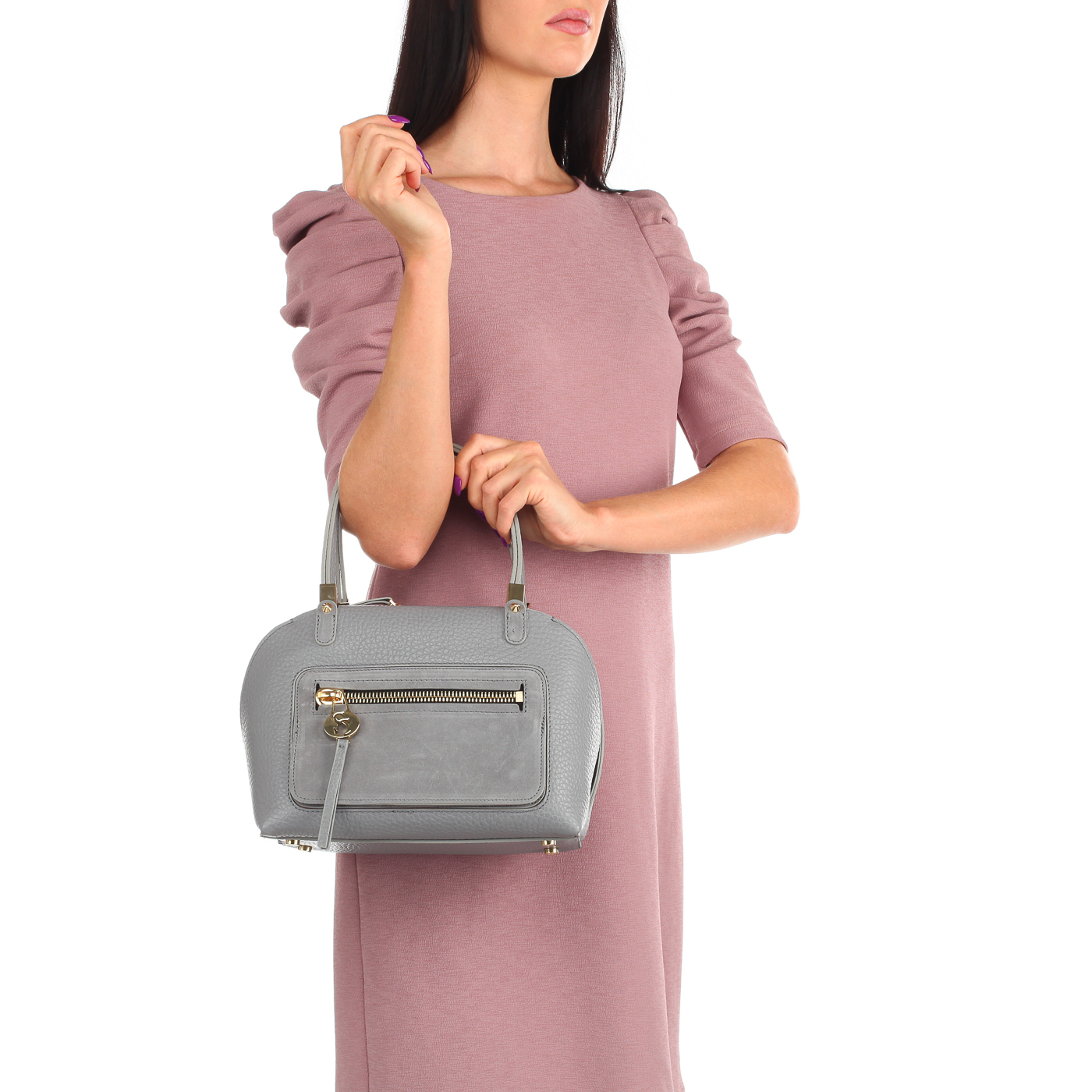 Сумка из серой кожи Carlo Salvatelli Cervino