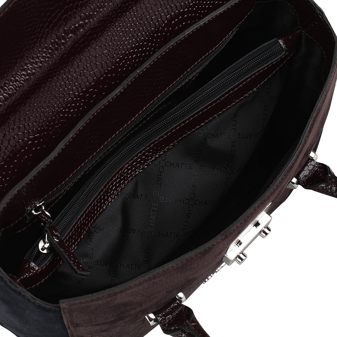 Бордовая сумка на замочке Chatte 