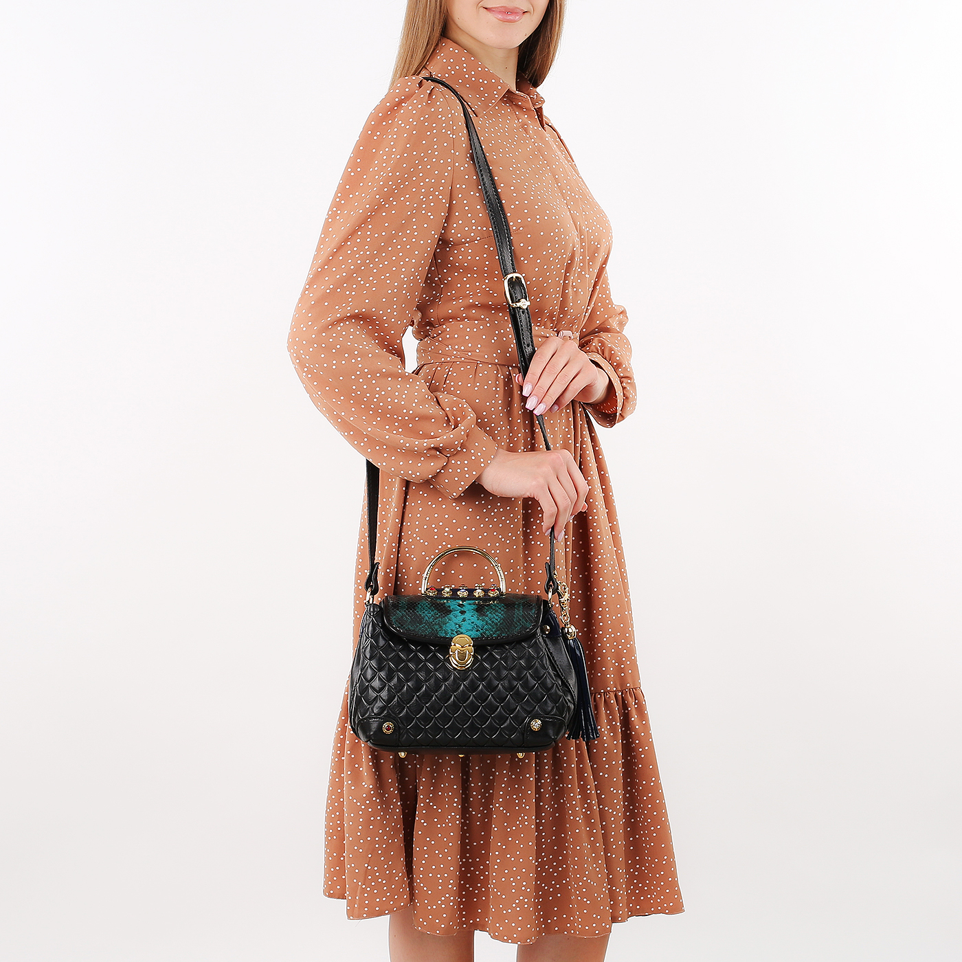 Сумка из комбинированной кожи Marino Orlandi 