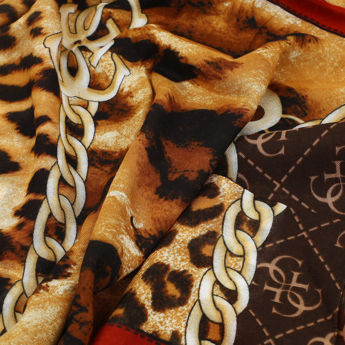 Коричневый платок с принтом Guess 