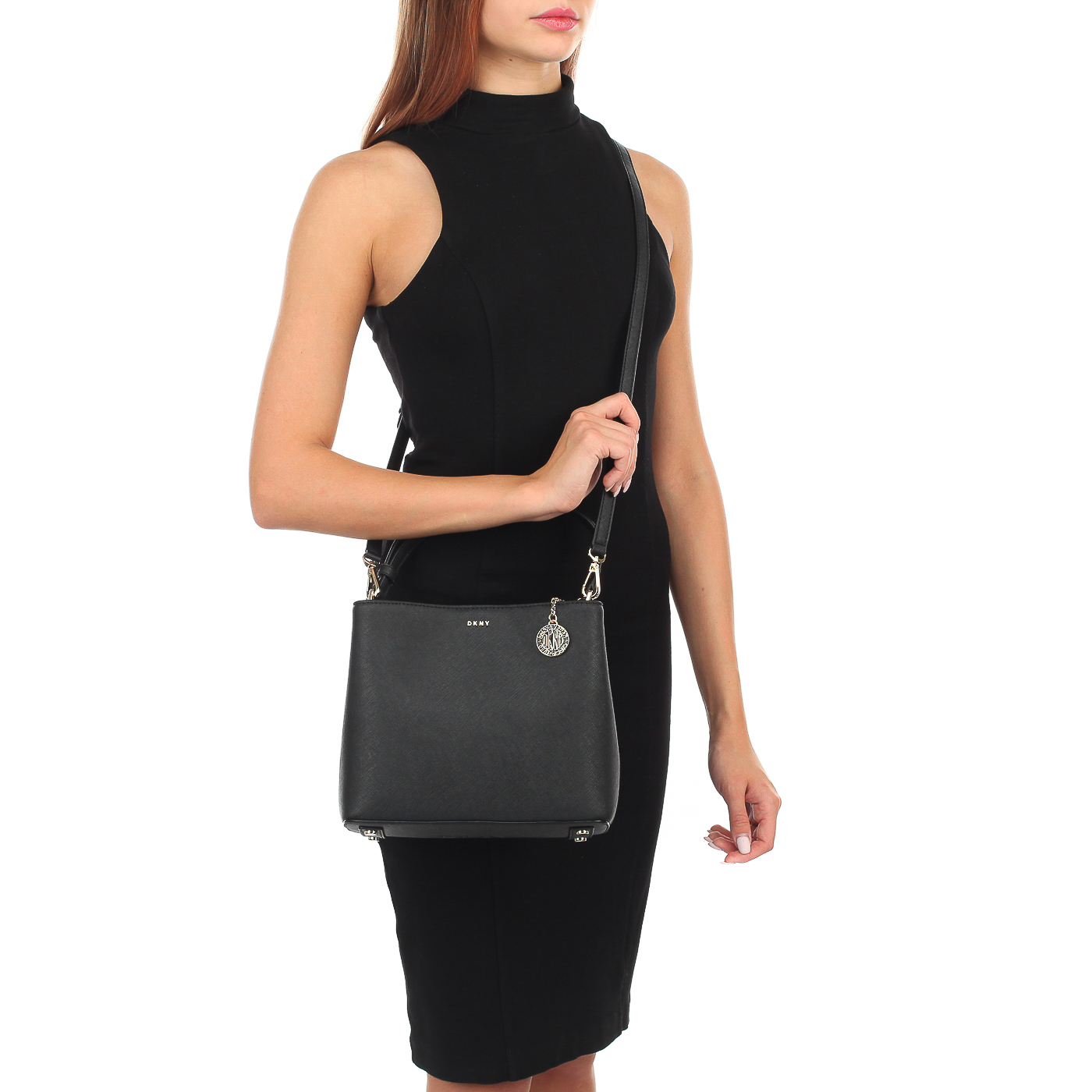 Черная сафьяновая сумочка DKNY Bryant