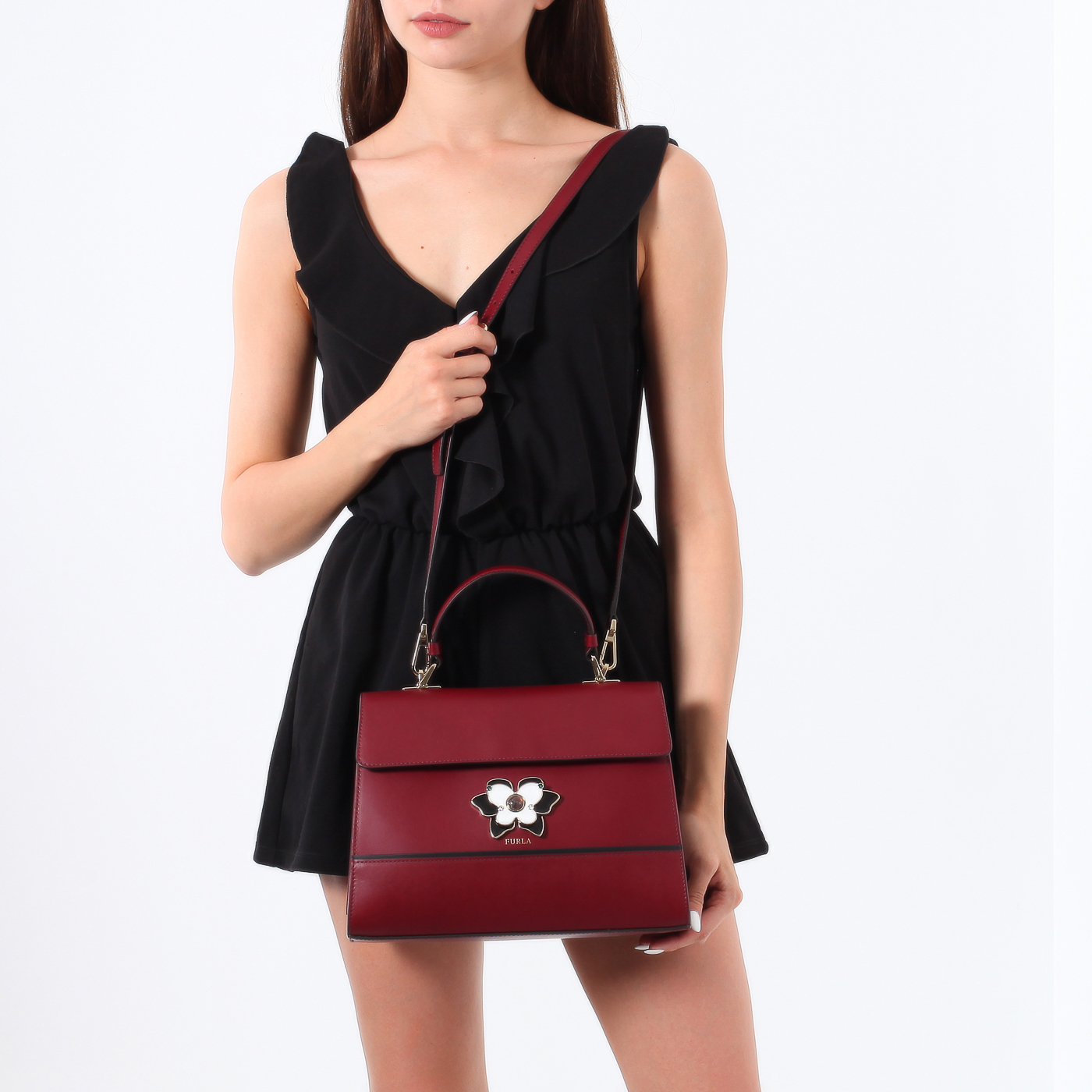 Сумочка из бордовой кожи Furla Mughetto