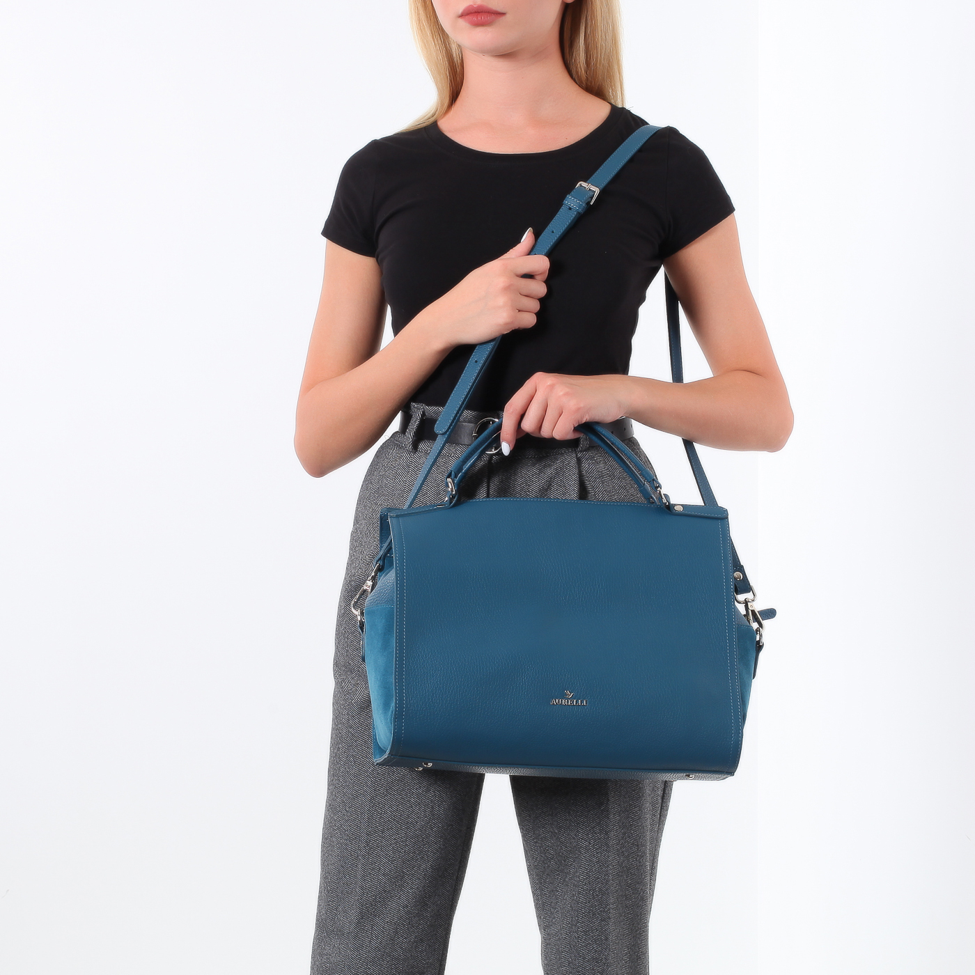 Сумка из мягкой кожи и замши Aurelli 