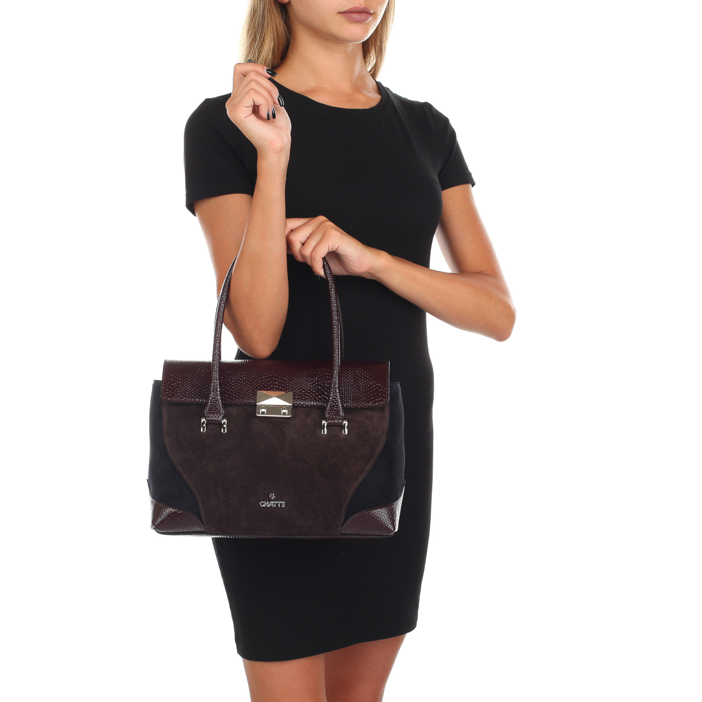 Бордовая сумка на замочке Chatte 