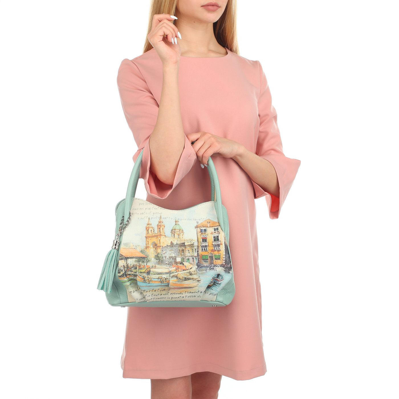 Женская кожаная сумка с тремя отделами Chatte 