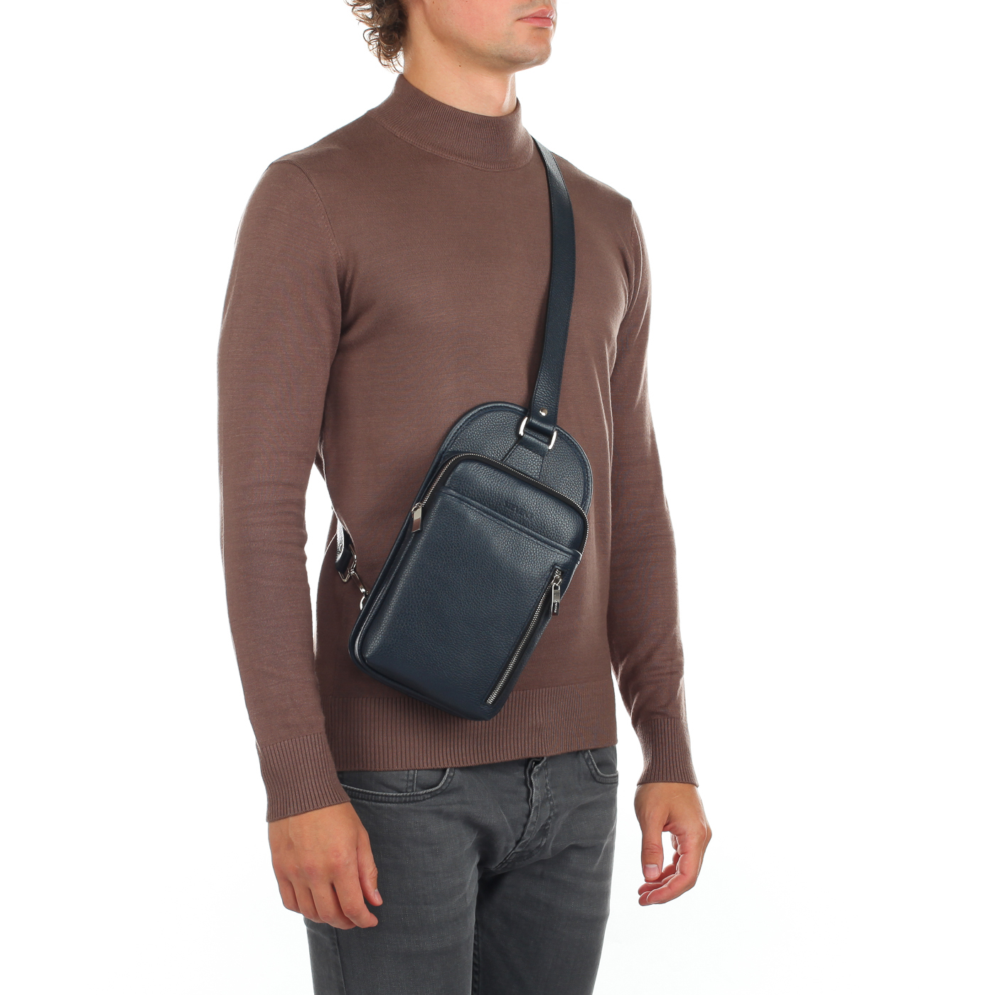 Кожаная сумка через плечо на молнии Stevens 