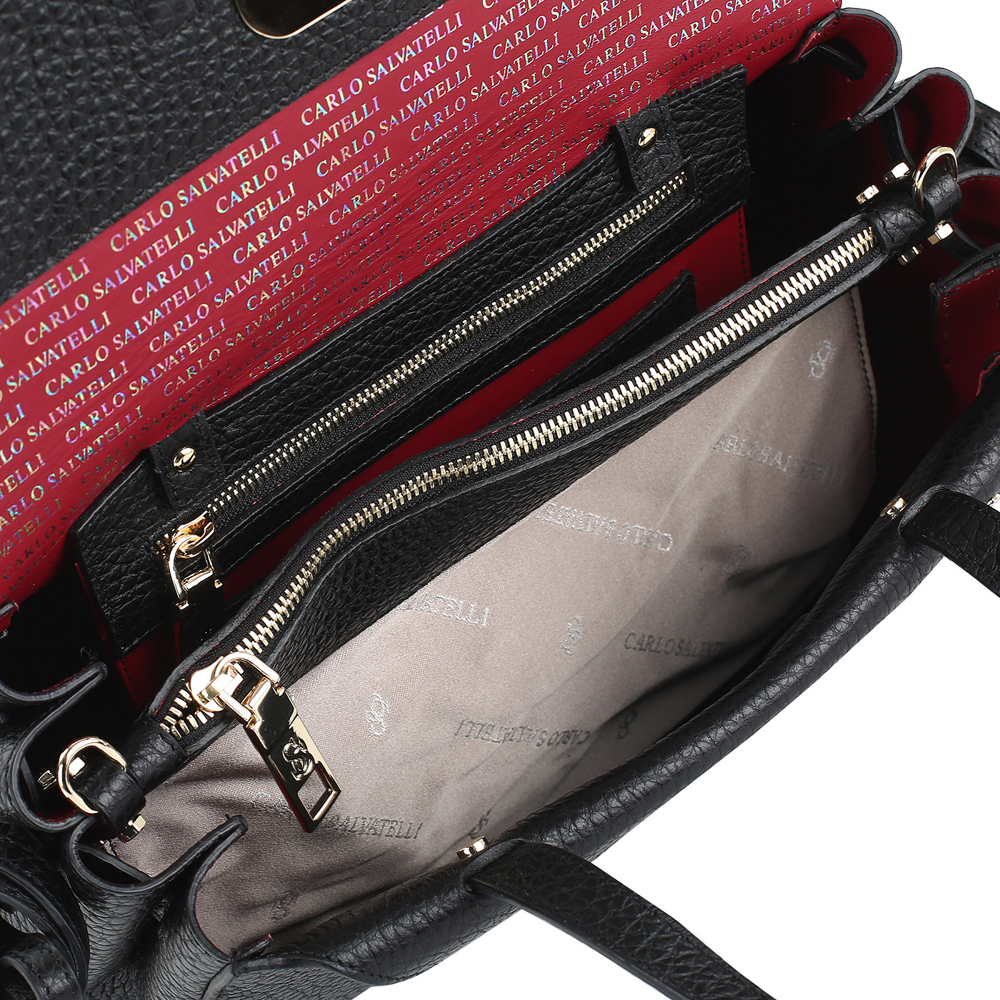 Черная кожаная сумка Carlo Salvatelli Cervino