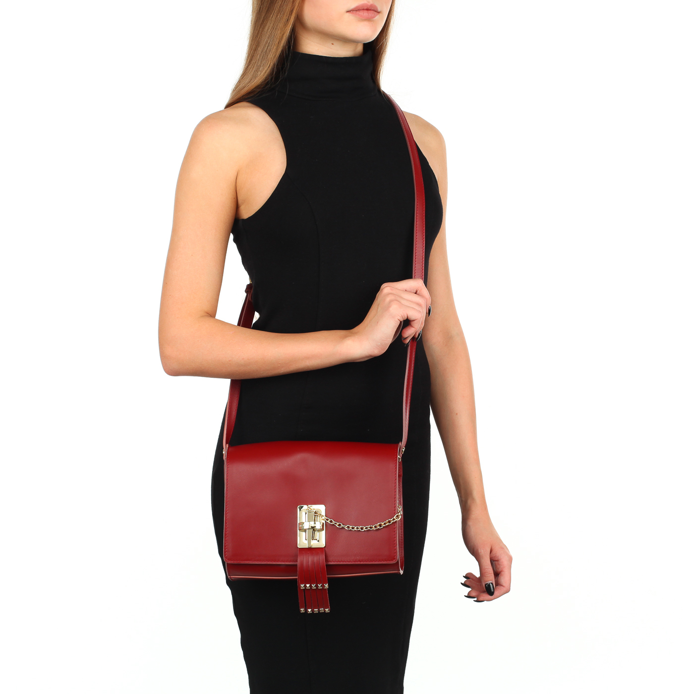 Бордовая кожаная сумочка Roberta Gandolfi Risotto