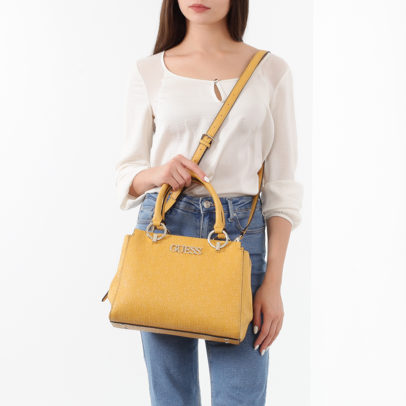 Тисненая сумка с тремя отделами Guess Heritage Pop