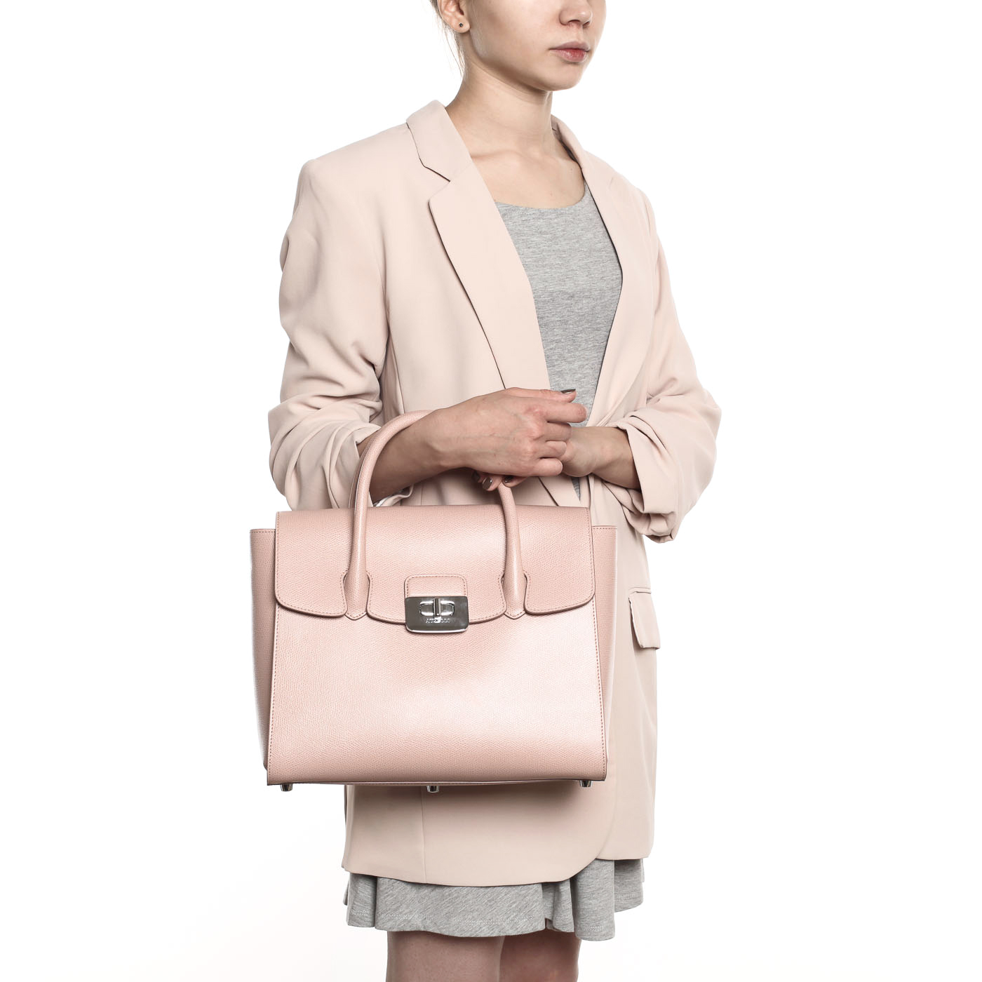 Вместительная пудровая сумка из натуральной кожи Aurelli Alma