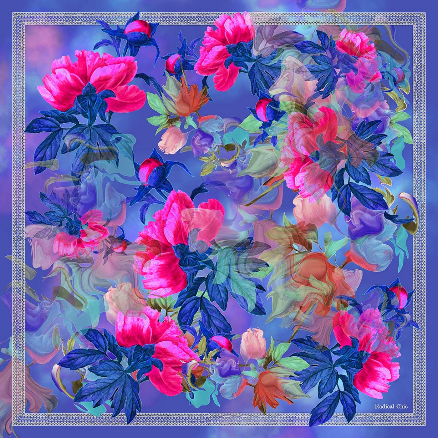 Radical Chic Синий платок с принтом