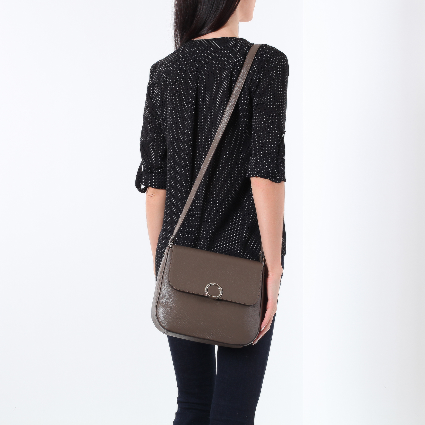 Кожаная сумка цвета олива Chatte 