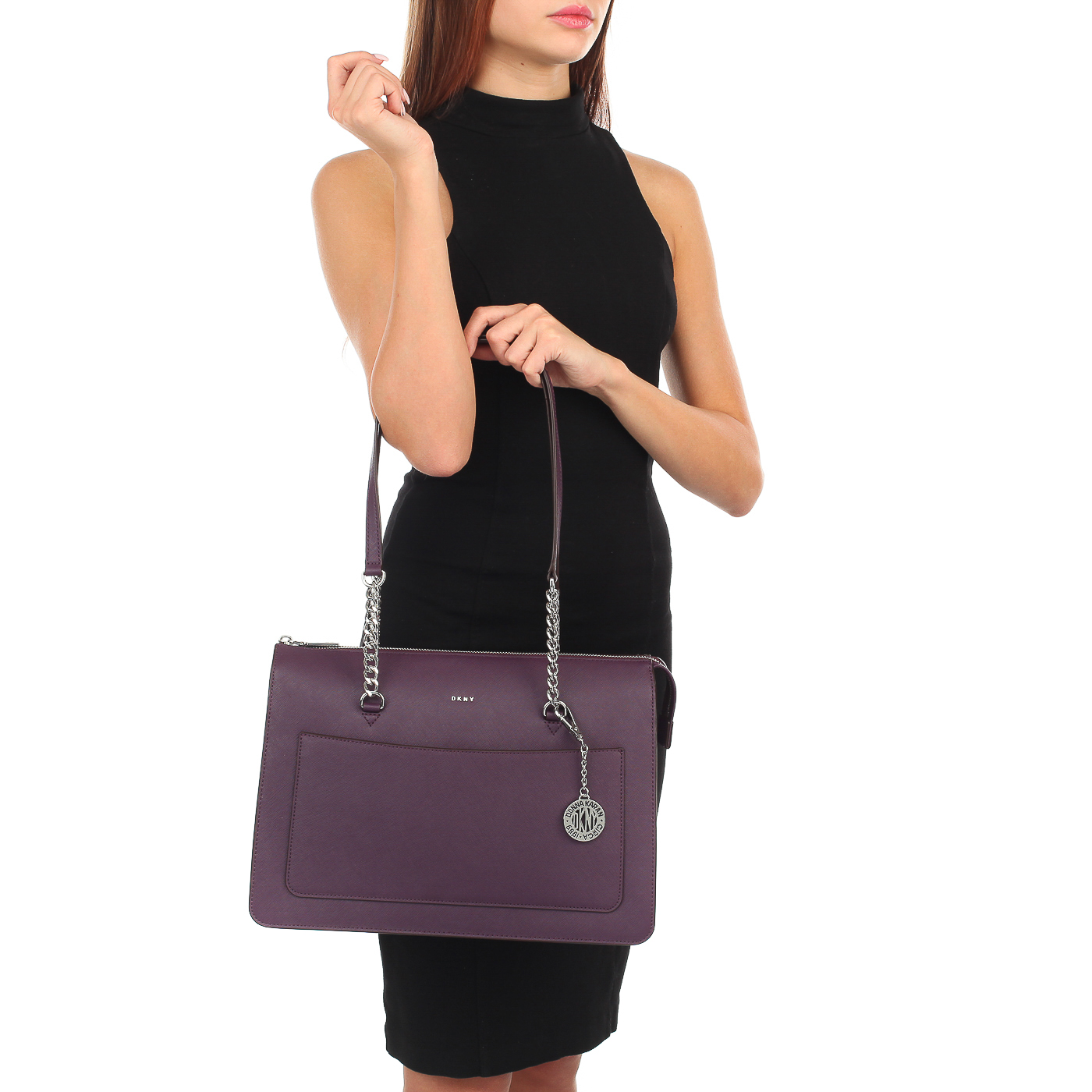 Сафьяновая сумка с длинными ручками DKNY Bryant