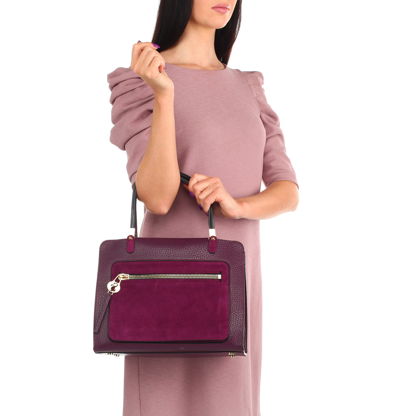 Кожаная сумка с замшевым карманом Carlo Salvatelli Cervino